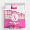Sweet Peach Plaid Softball Personalized Comforter Or Set - Golly Girls