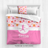 Orange and Pink Sweet Floral Softball Personalized Comforter Or Set - Golly Girls