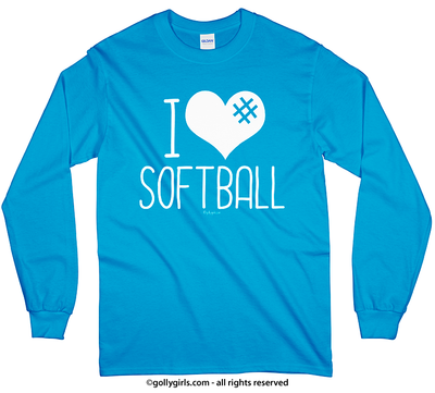 I Hashtag Heart Softball Long Sleeve T-Shirt (Youth-Adult) - Golly Girls