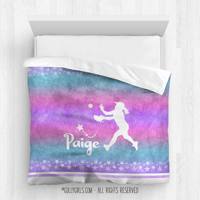 Starry Sky Softball Personalized Comforter Or Set - Golly Girls