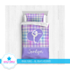 Golly Girls: Lavender Gingham Gymnastics Personalized Comforter Or Set